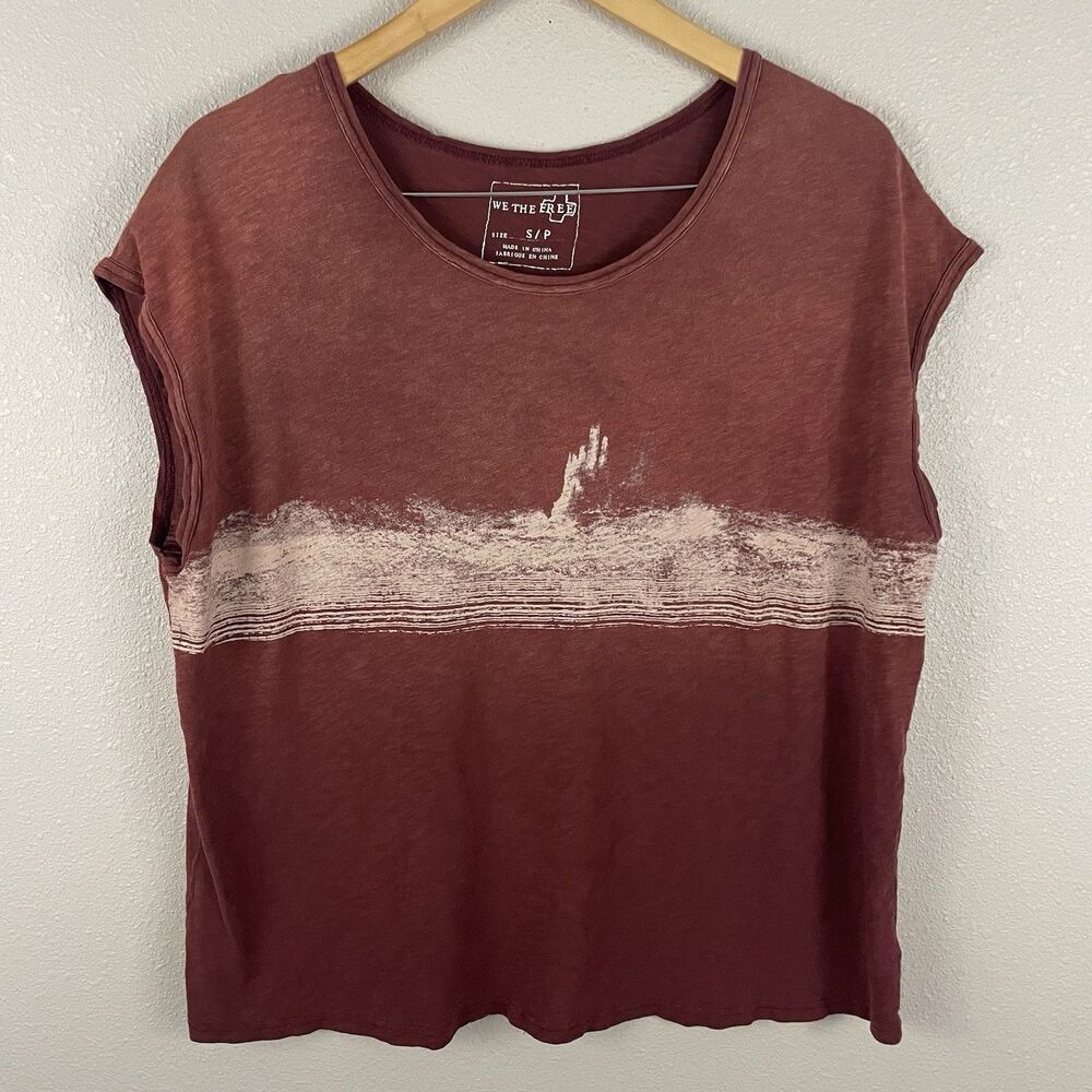 We The Free Womens S Graphic T Shirt Cap Sleeve Boxy Oversized
